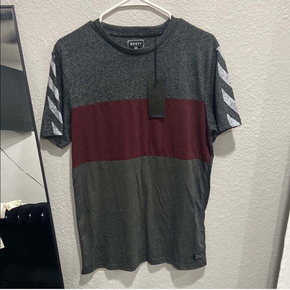 Men's Charcoal and Burgundy Tee